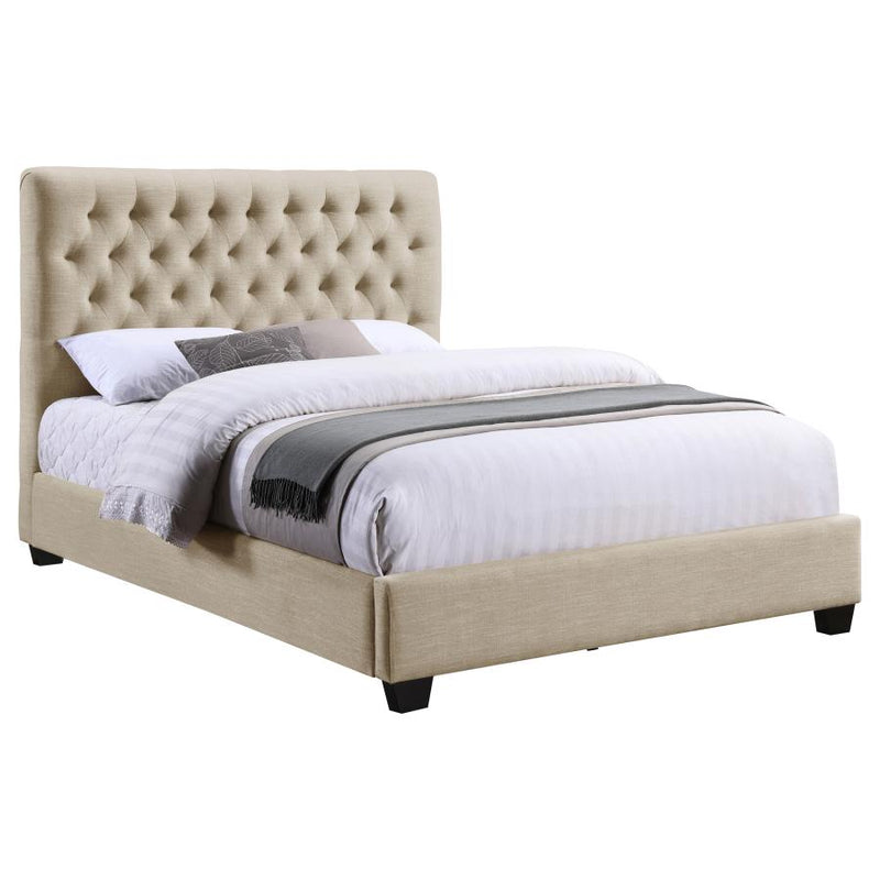 Chloe Upholstered Queen Panel Bed Oatmeal-zoom-