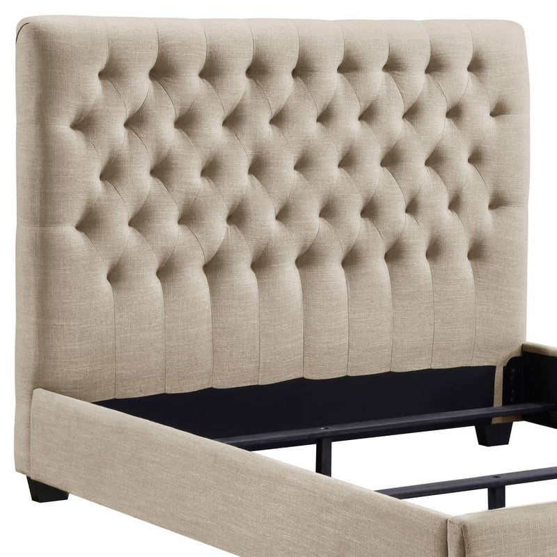 Chloe Upholstered Queen Panel Bed Oatmeal-zoom-