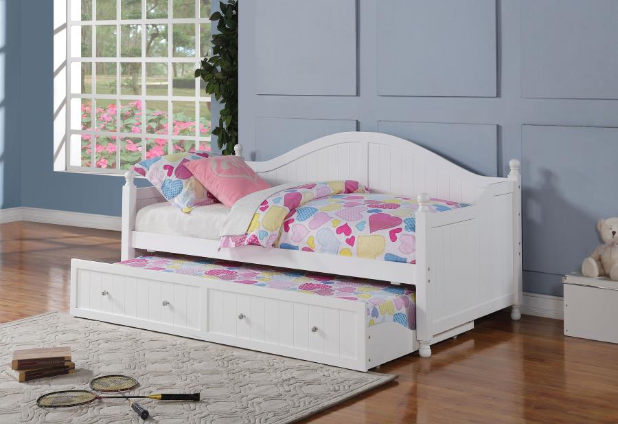 Julie Ann Wood Twin Daybed with Trundle White-zoom-2