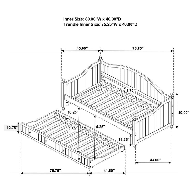 Julie Ann Wood Twin Daybed with Trundle White-zoom-