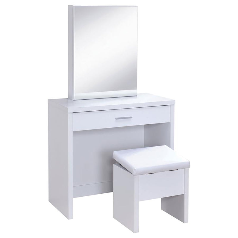 Harvey Vanity Set with Lift-Top Stool White-zoom-