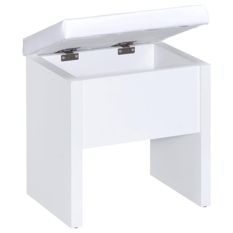 Harvey Vanity Set with Lift-Top Stool White-zoom-