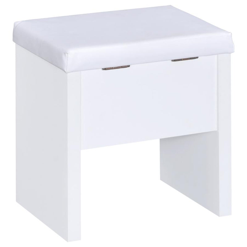Harvey Vanity Set with Lift-Top Stool White-zoom-