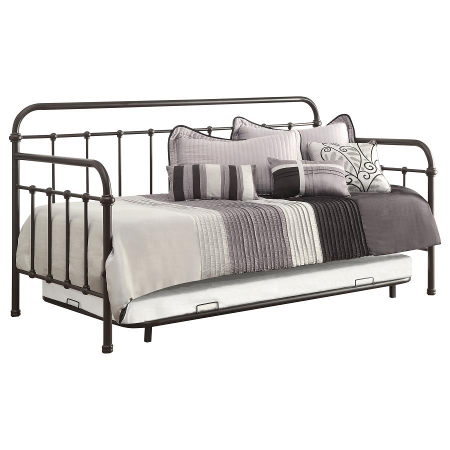Livingston Metal Twin Daybed with Trundle Dark Bronze-1