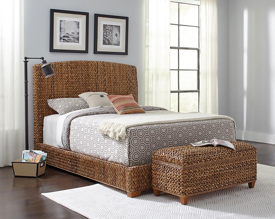 Laughton Banana Leaf Queen Panel Bed Amber-6