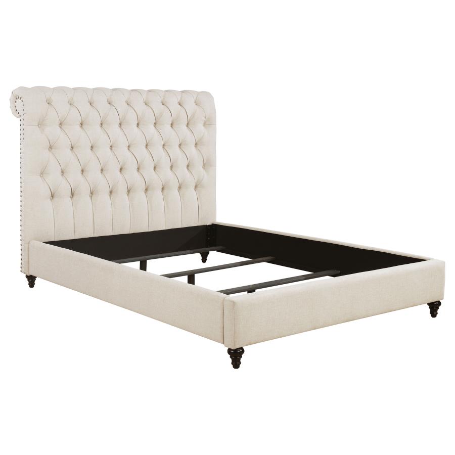 Devon 57-inch Upholstered Full Panel Bed Beige-1
