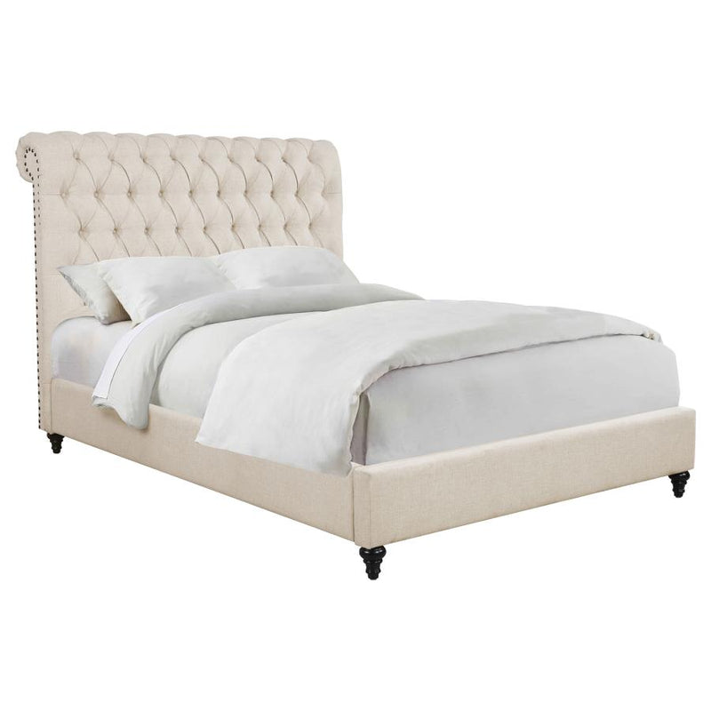 Devon 57-inch Upholstered Eastern King Panel Bed Beige-zoom-
