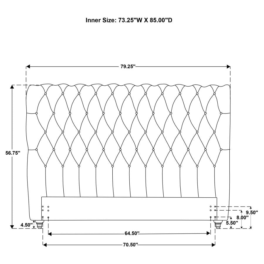 Devon 57-inch Upholstered California King Headboard Beige-zoom-7