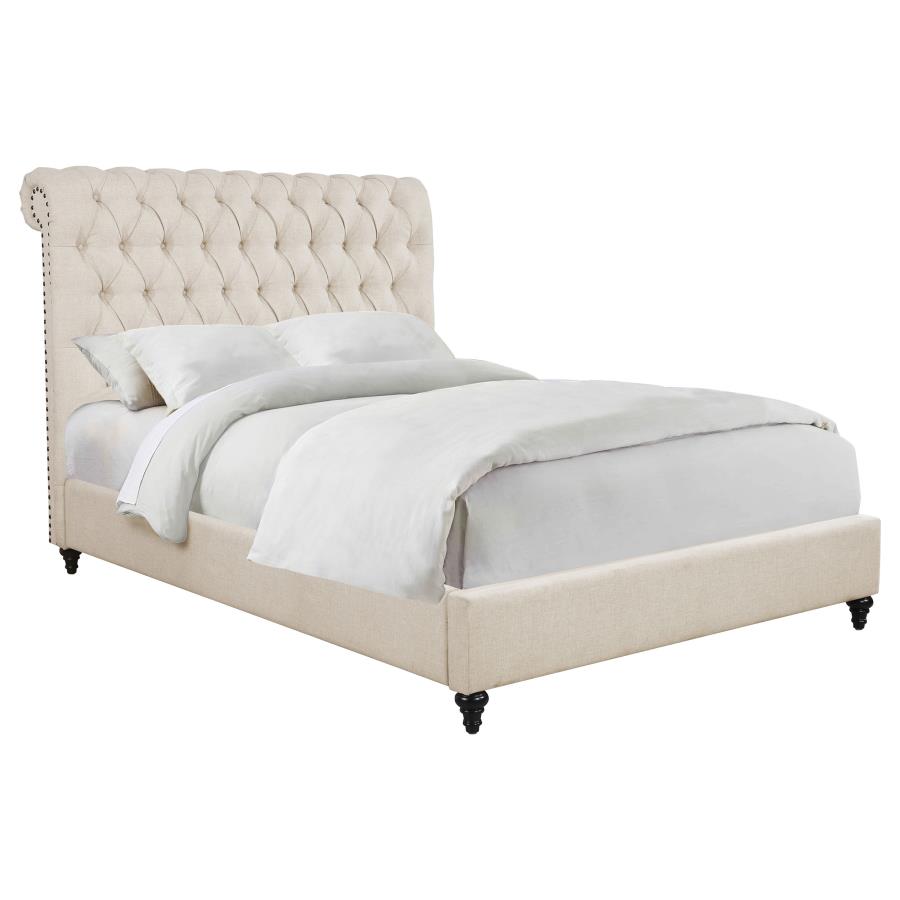 Devon 57-inch Upholstered California King Panel Bed Beige-zoom-3