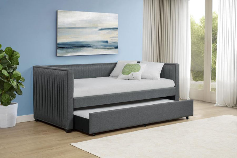 Brodie Upholstered Twin Daybed with Trundle Grey-zoom-