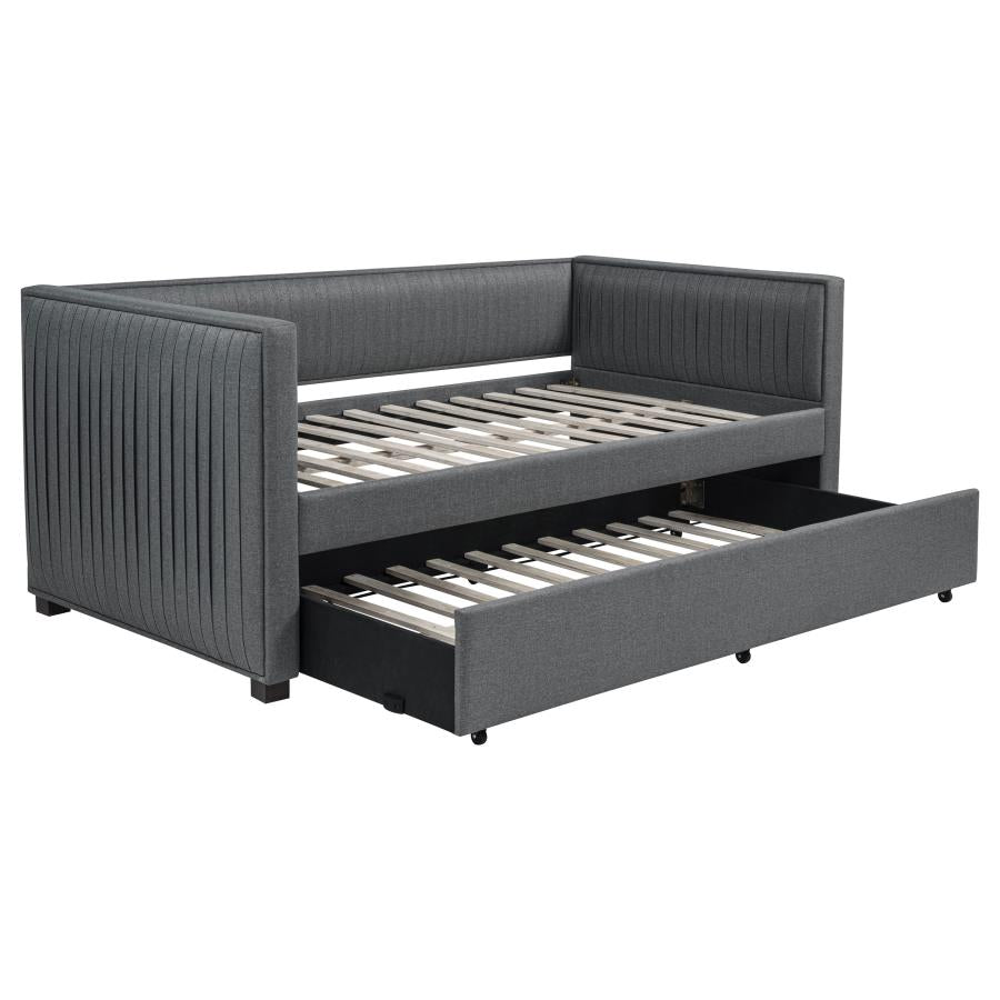 Brodie Upholstered Twin Daybed with Trundle Grey-zoom-1