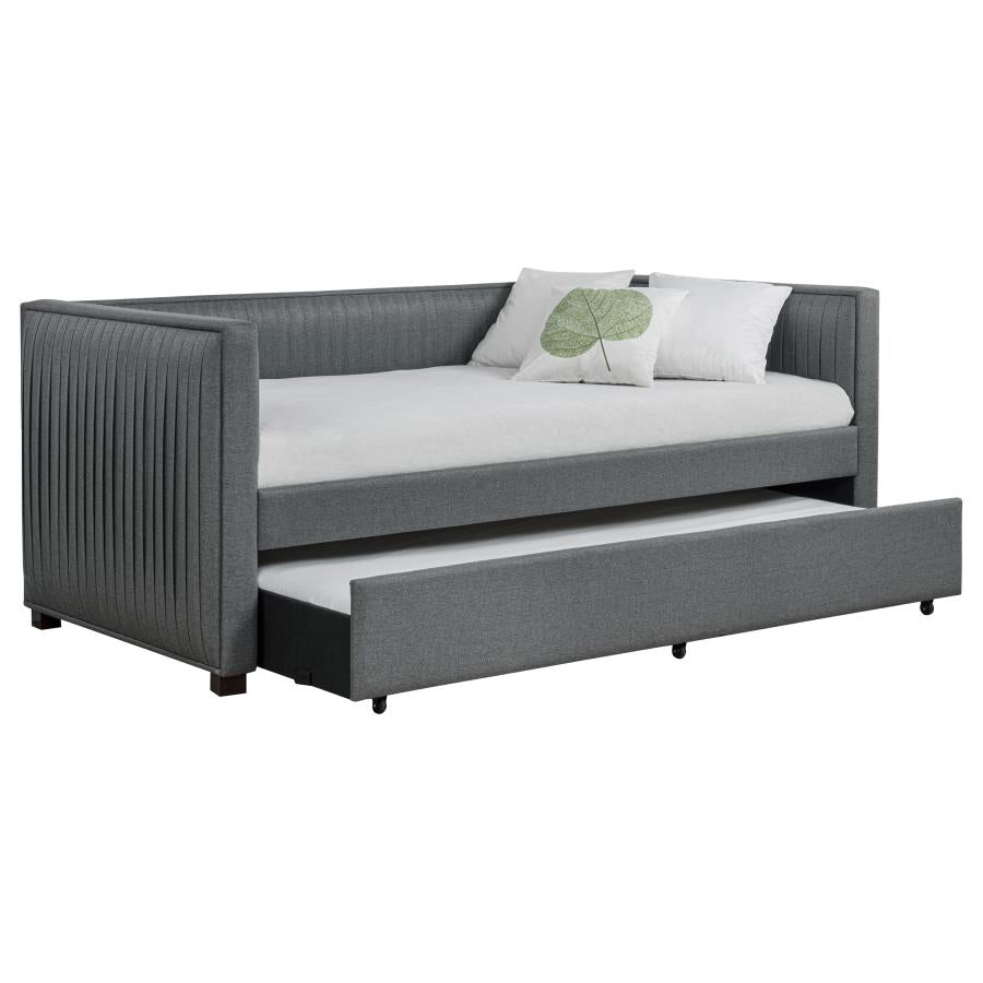 Brodie Upholstered Twin Daybed with Trundle Grey-3