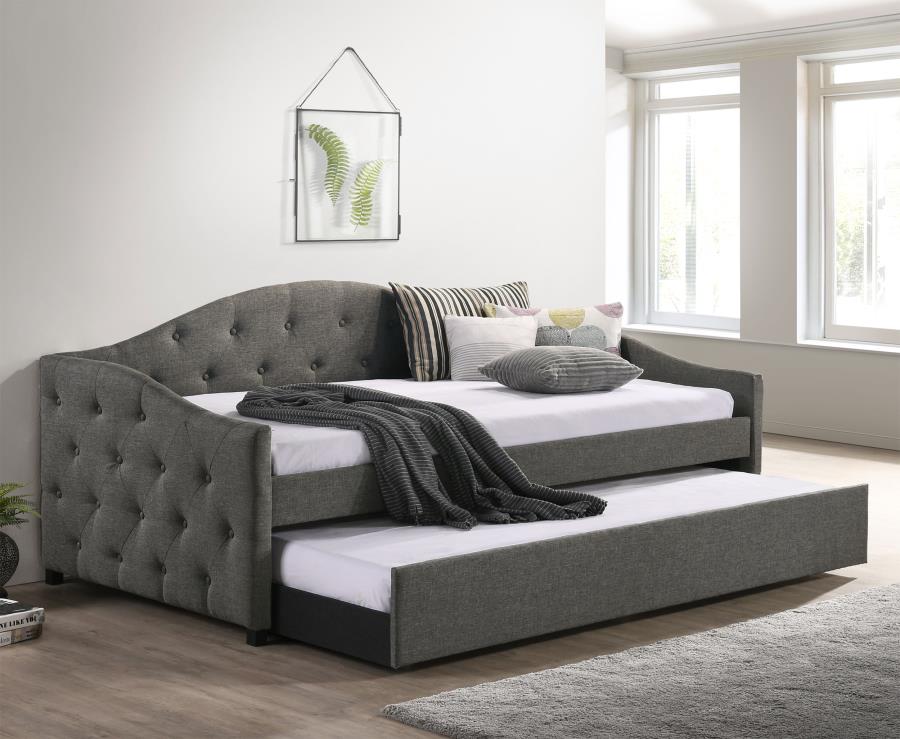 Sadie Upholstered Twin Daybed with Trundle Grey-zoom-2