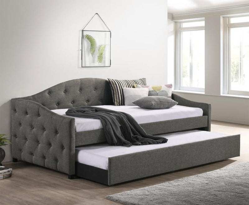 Sadie Upholstered Twin Daybed with Trundle Grey-zoom-