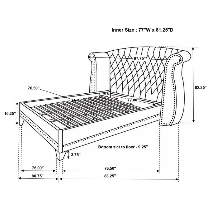 Barzini Upholstered Eastern King Wingback Bed Black-zoom-