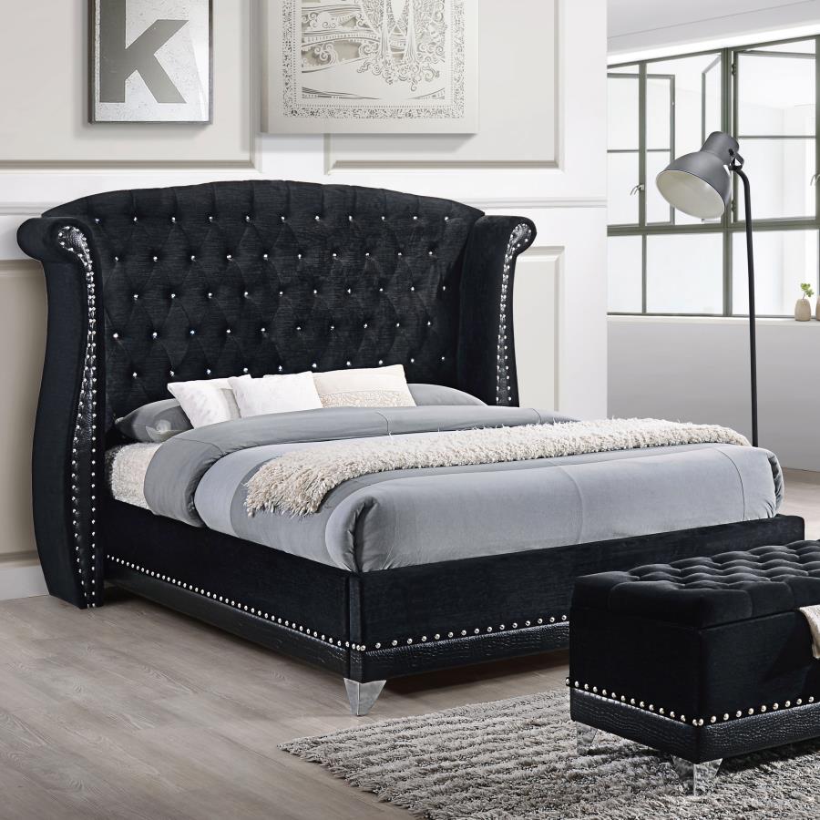 Barzini Upholstered California King Wingback Bed Black-zoom-2