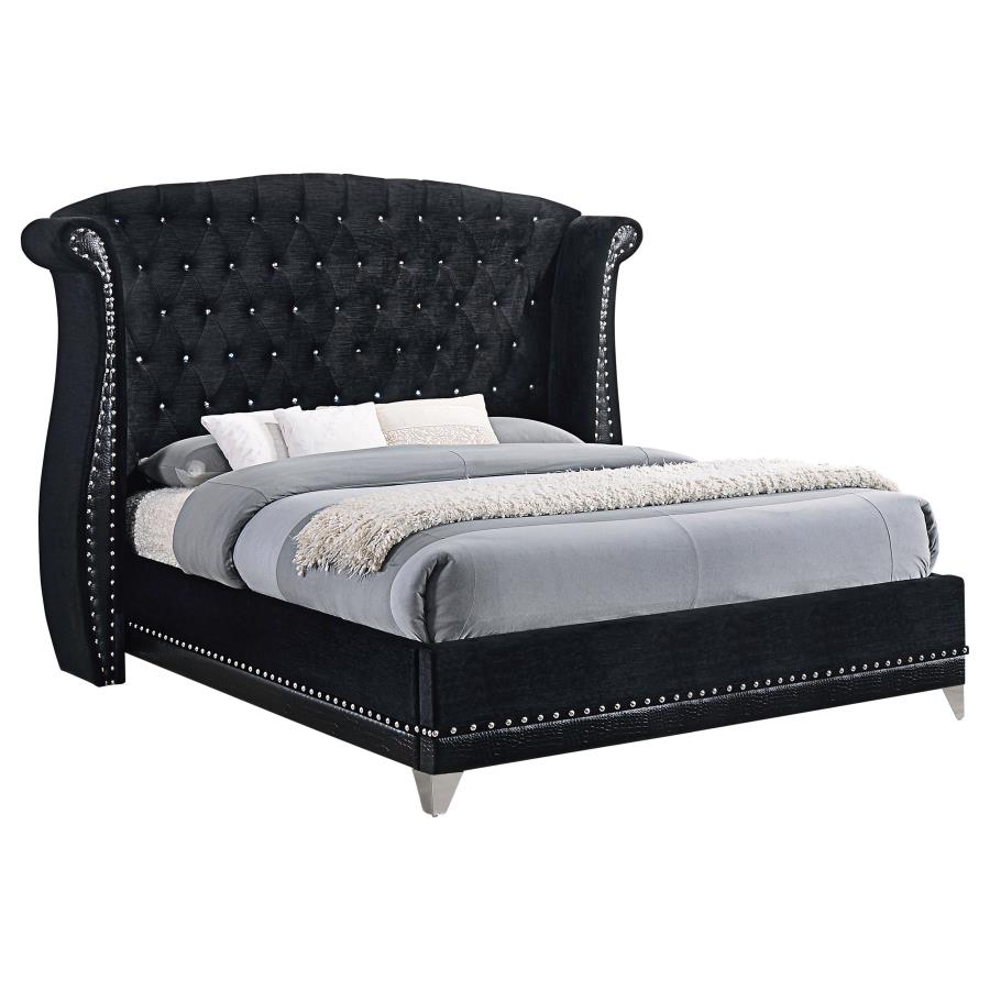 Barzini Upholstered Queen Wingback Bed Black-zoom-1