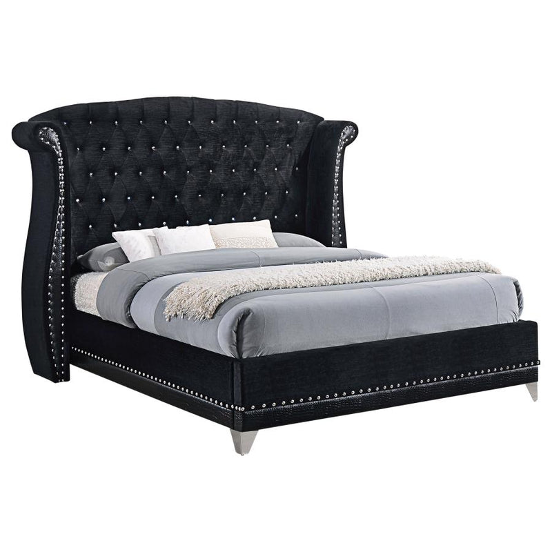 Barzini Upholstered Queen Wingback Bed Black-zoom-