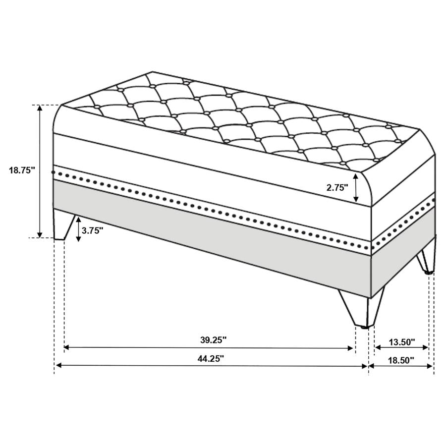 Barzini Velvet Upholstered Tufted Storage Bench Black-3