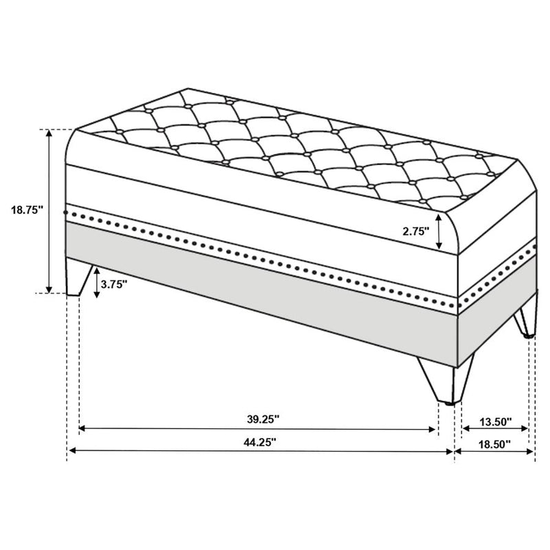 Barzini Velvet Upholstered Tufted Storage Bench Black-zoom-