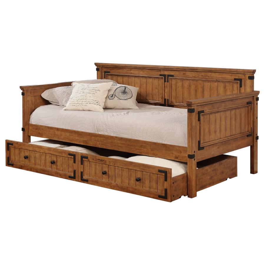 Oakdale Wood Twin Daybed with Trundle Rustic Honey-zoom-1