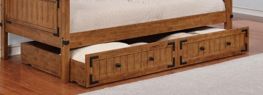 Oakdale Wood Storage Trundle Rustic Honey-2