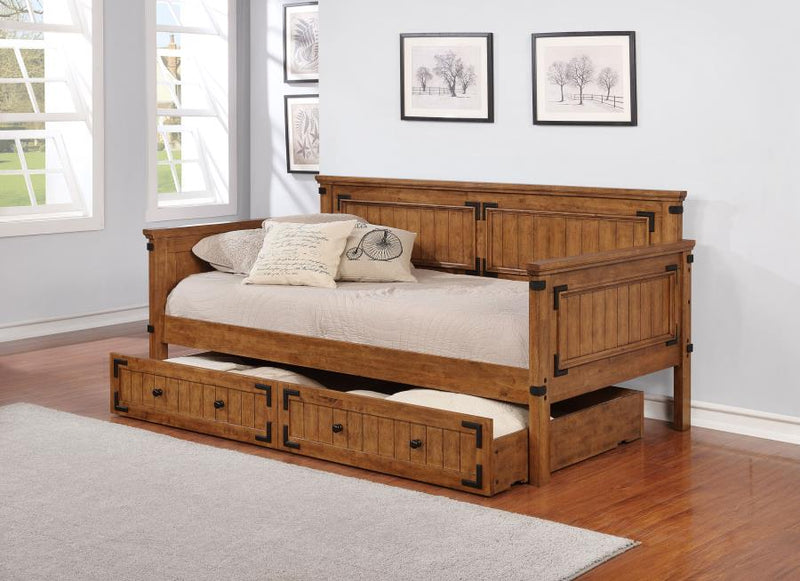 Oakdale Wood Storage Trundle Rustic Honey-zoom-