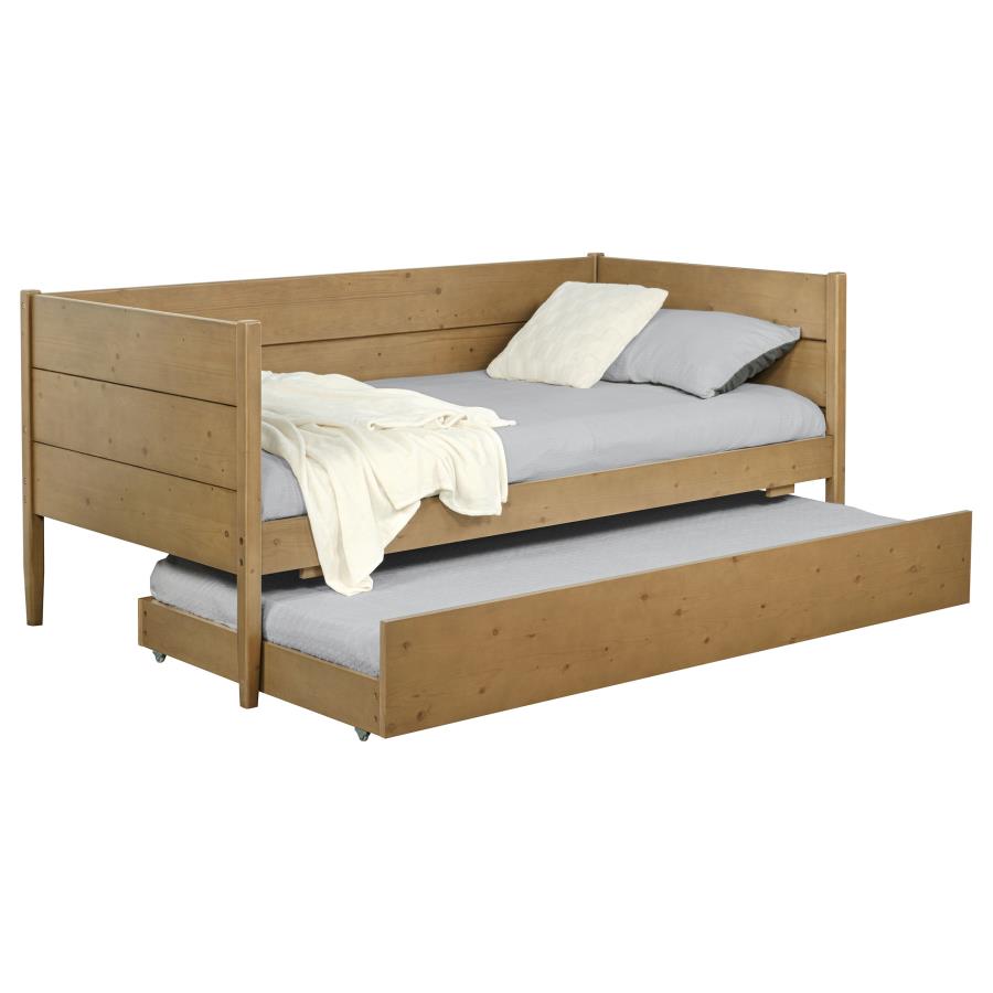 Calinda Wood Twin Daybed With Trundle Natural-zoom-3