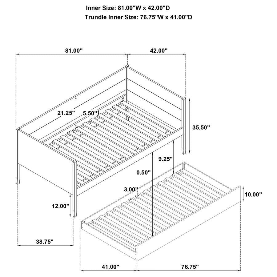 Calinda Wood Twin Daybed With Trundle Natural-zoom-15