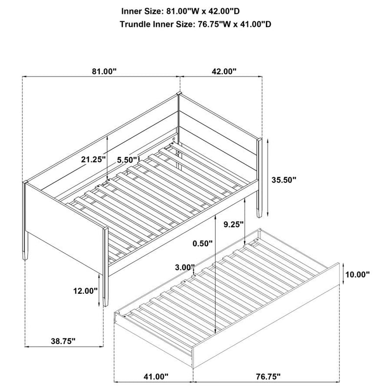 Calinda Wood Twin Daybed With Trundle Natural-zoom-