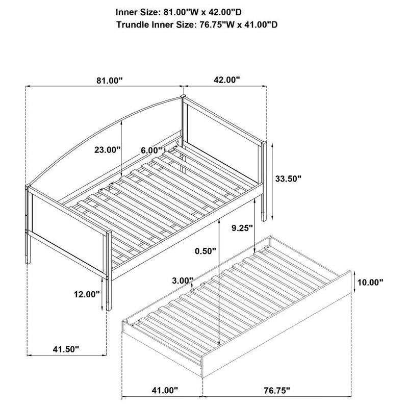 Bozeman Wood Twin Daybed With Trundle Medium Walnut-zoom-