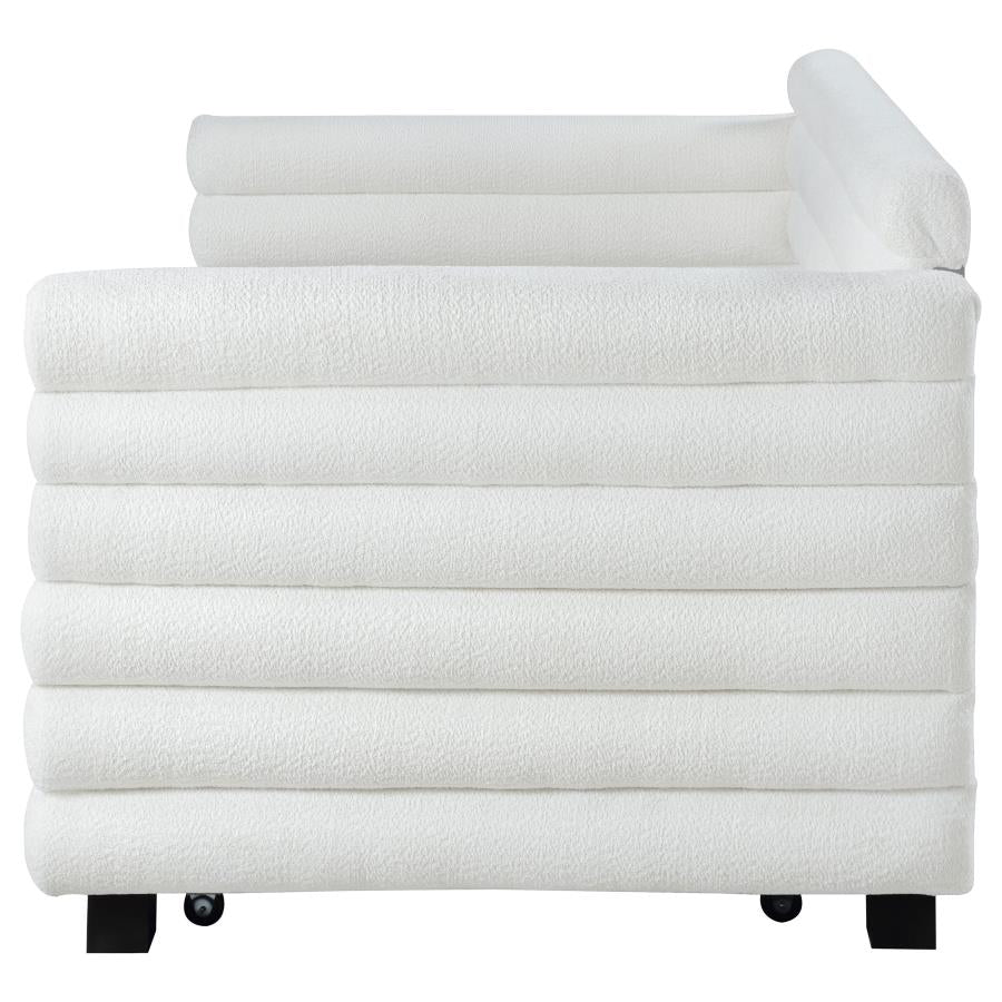 Patricia Boucle Upholstered Twin Day Bed with Trundle White-zoom-6