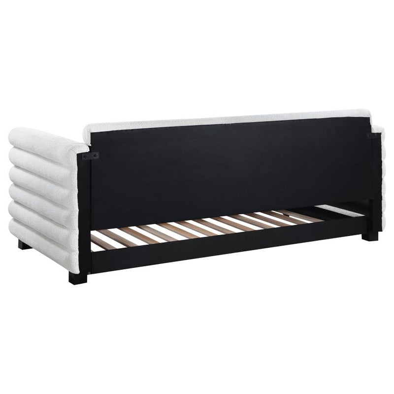 Patricia Boucle Upholstered Twin Day Bed with Trundle White-zoom-