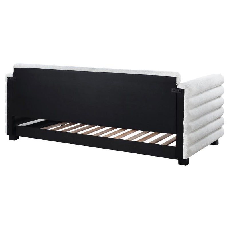 Patricia Boucle Upholstered Twin Day Bed with Trundle White-zoom-
