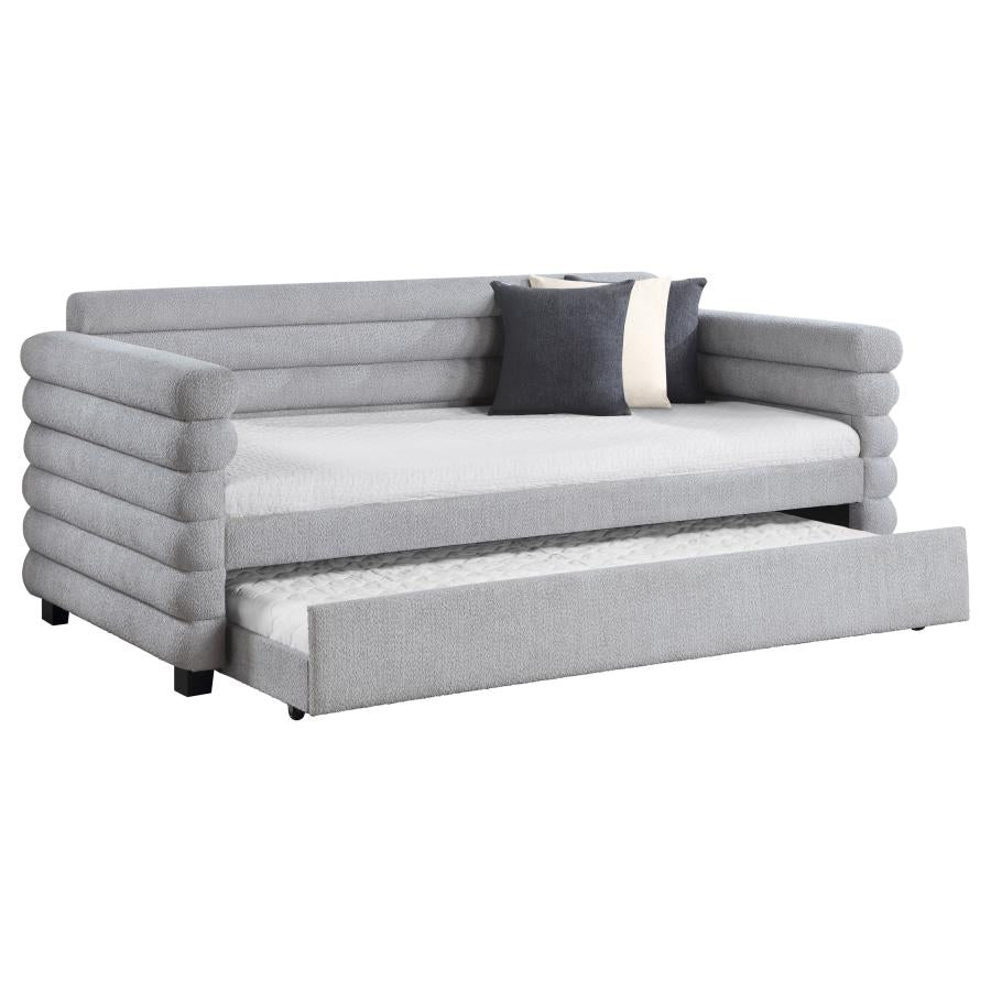 Patricia Boucle Upholstered Twin Day Bed with Trundle Grey-zoom-3