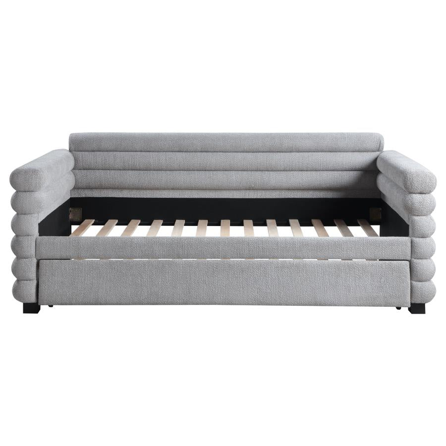 Patricia Boucle Upholstered Twin Day Bed with Trundle Grey-zoom-4
