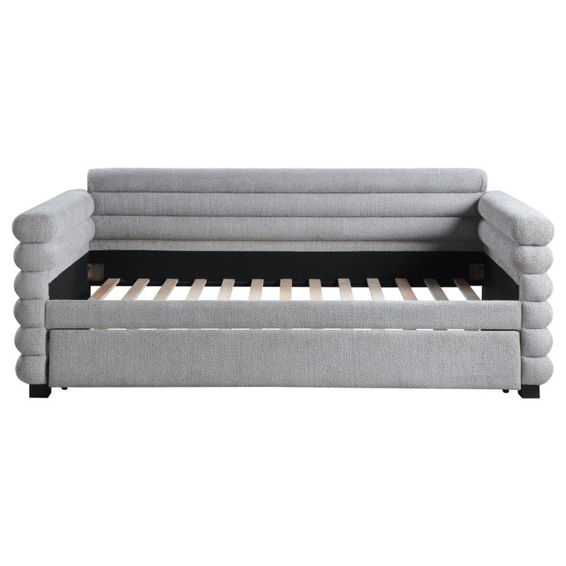 Patricia Boucle Upholstered Twin Day Bed with Trundle Grey-zoom-