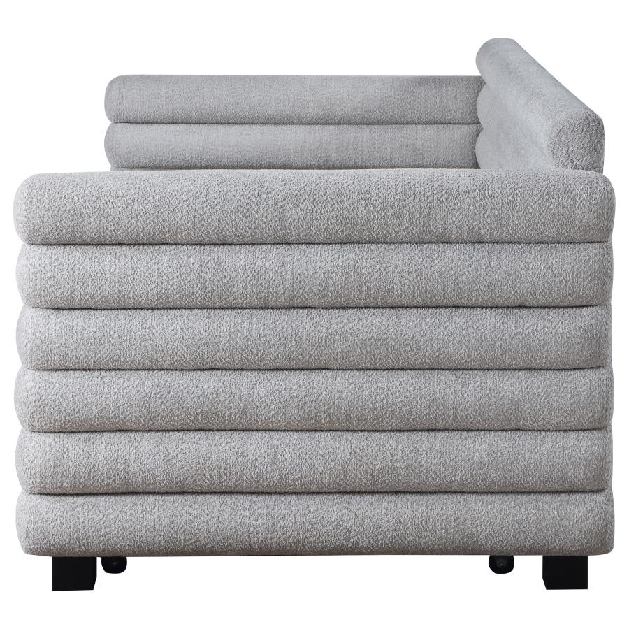 Patricia Boucle Upholstered Twin Day Bed with Trundle Grey-zoom-6