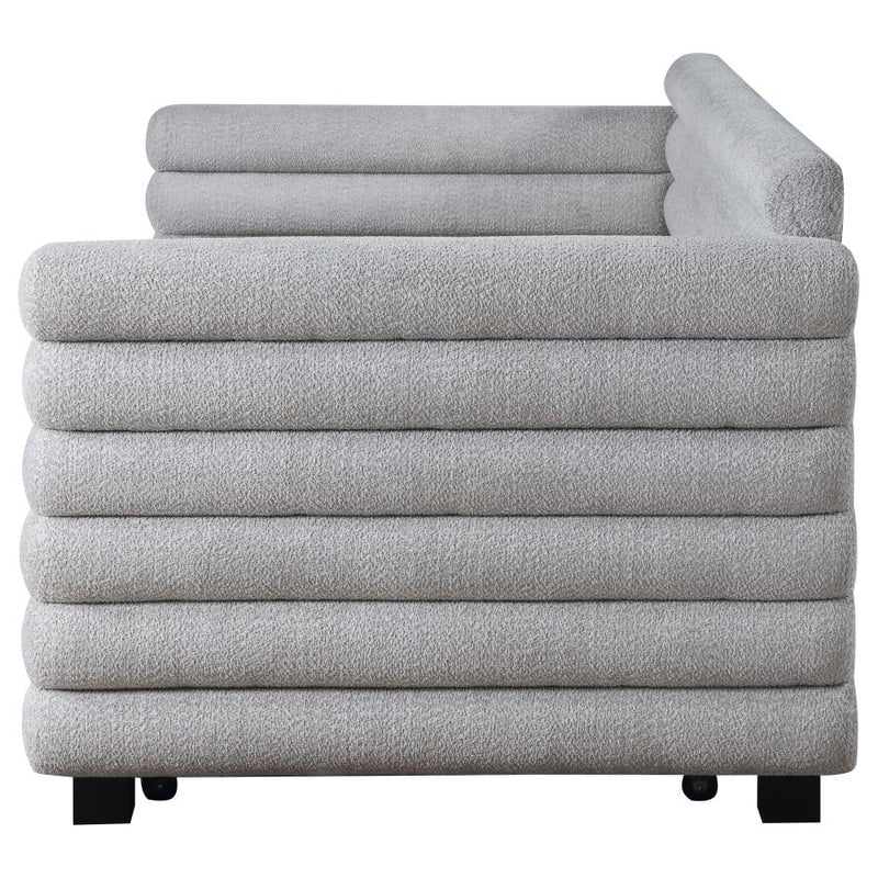 Patricia Boucle Upholstered Twin Day Bed with Trundle Grey-zoom-