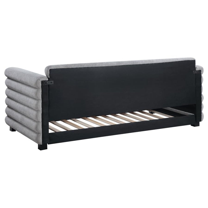 Patricia Boucle Upholstered Twin Day Bed with Trundle Grey-zoom-