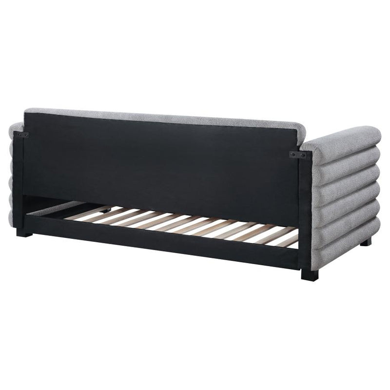 Patricia Boucle Upholstered Twin Day Bed with Trundle Grey-zoom-