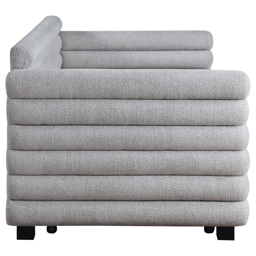 Patricia Boucle Upholstered Twin Day Bed with Trundle Grey-zoom-9