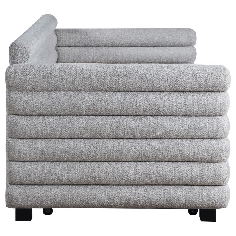 Patricia Boucle Upholstered Twin Day Bed with Trundle Grey-zoom-