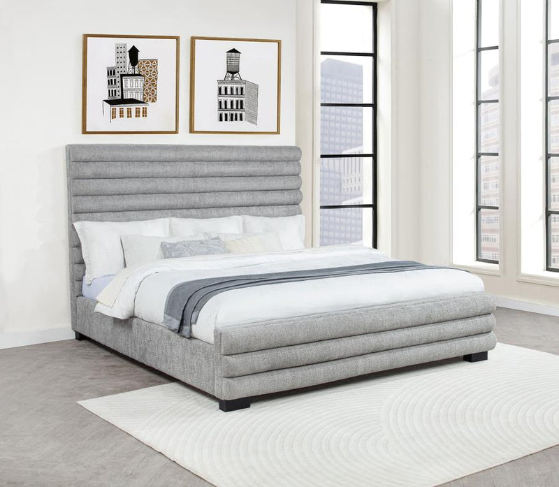Patricia 58-inch Boucle Upholstered Eastern King Bed Grey-zoom-
