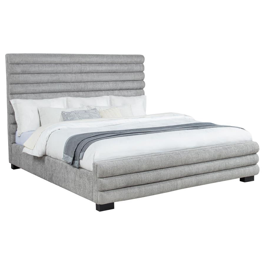 Patricia 58-inch Boucle Upholstered Eastern King Bed Grey-3