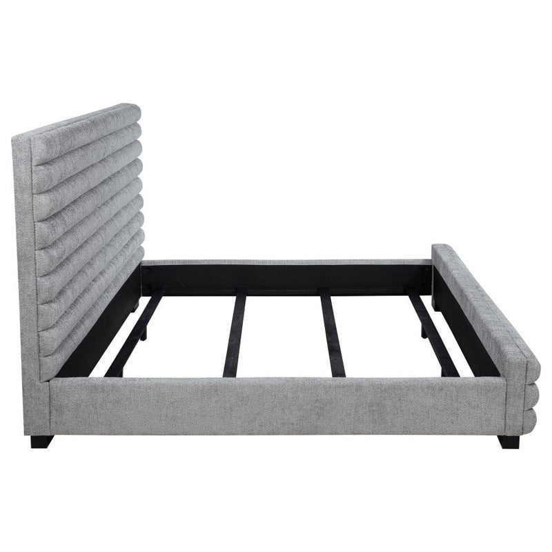 Patricia 58-inch Boucle Upholstered Eastern King Bed Grey-zoom-