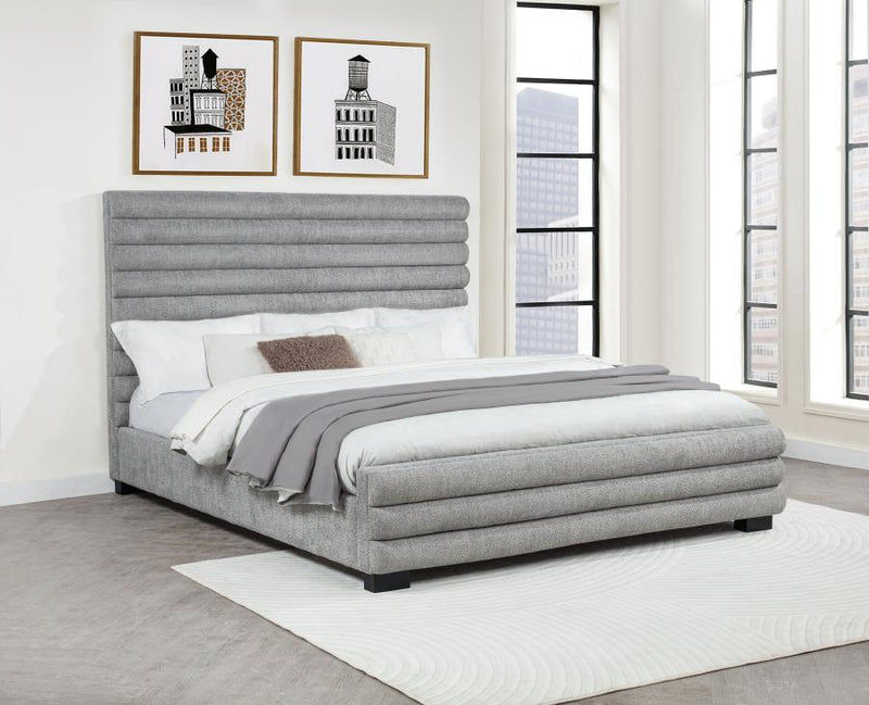 Patricia 58-inch Boucle Upholstered California King Bed Grey-zoom-