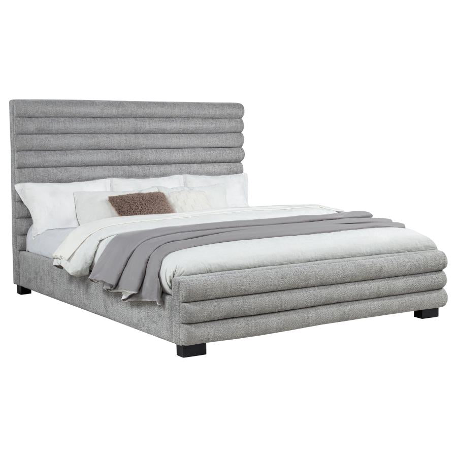 Patricia 58-inch Boucle Upholstered California King Bed Grey-3