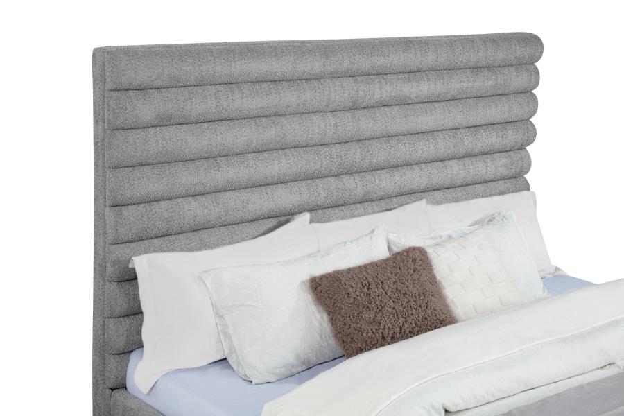 Patricia 58-inch Boucle Upholstered California King Bed Grey-zoom-7