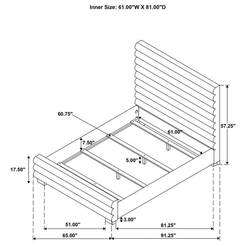 Patricia 58-inch Boucle Upholstered Queen Bed Grey-zoom-